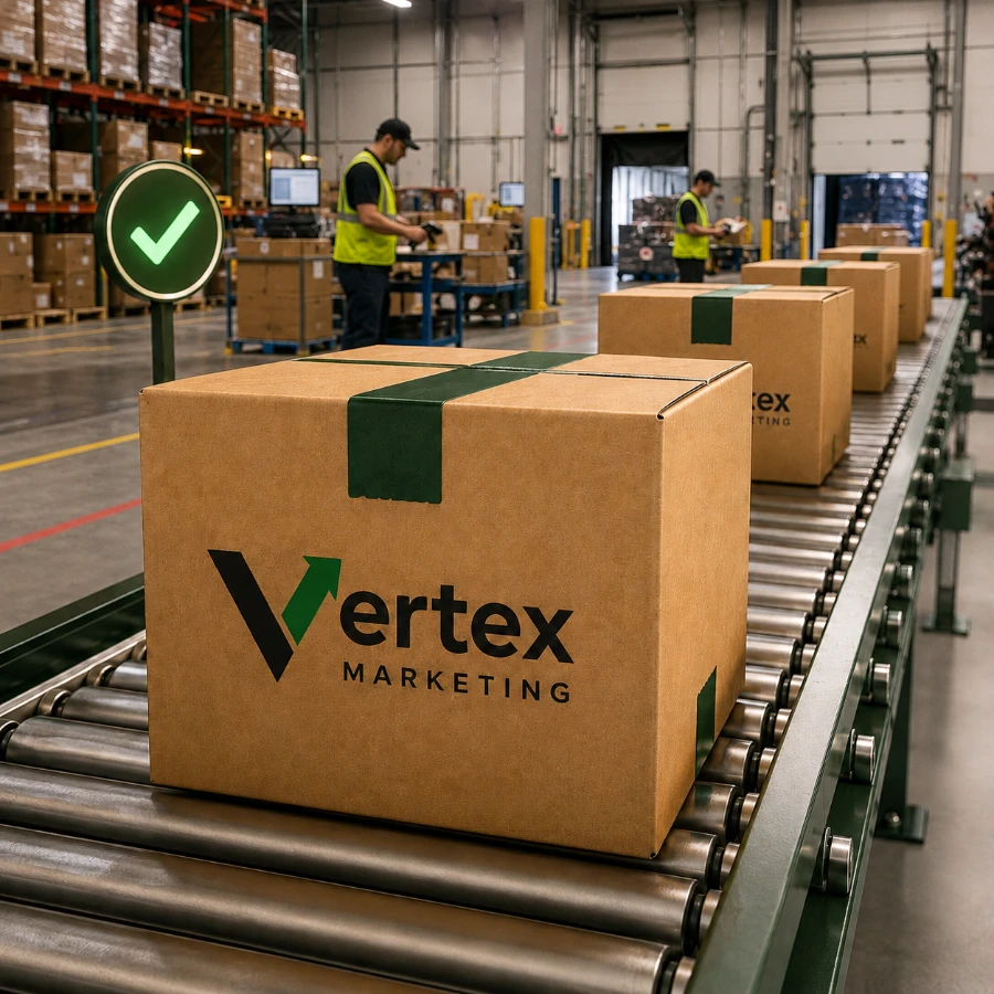 Vertex parcels on a warehouse conveyor line
